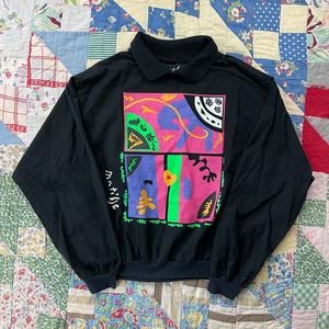 Vintage 90s Henri Matisse Art Polo Longsleeve Shirt Tee USA Made aaahs! Small